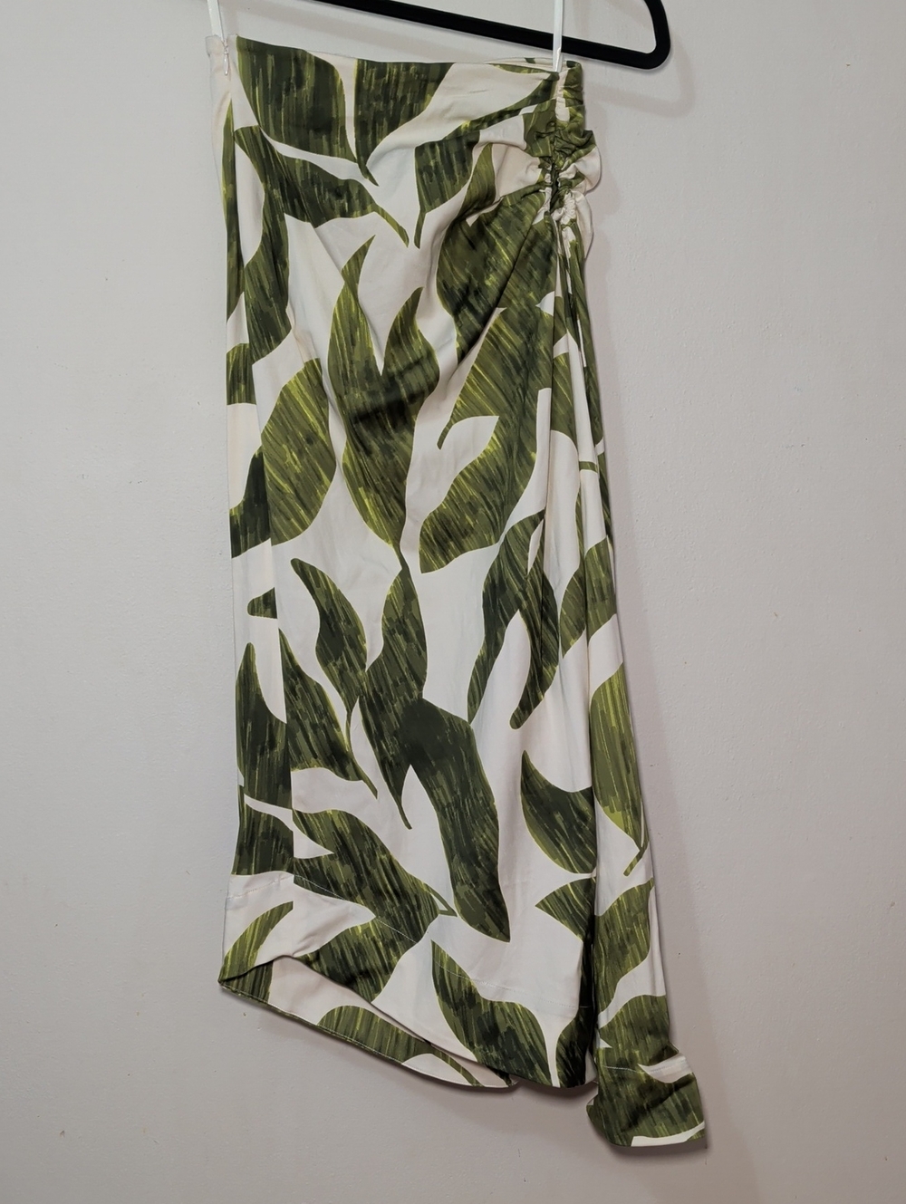 Antonio Melani x M.G. Style Tropical Print Asymmetric Skirt White Green Size 4 - Picture 2 of 7